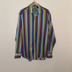 Robert Graham multi stripe Long-sleeve button down size L red blue green